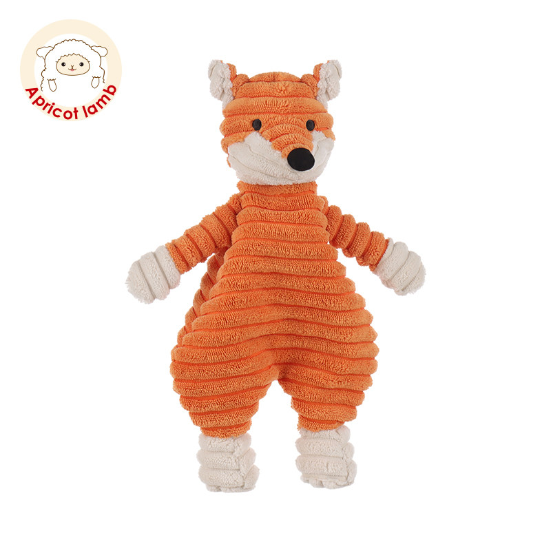 Apricot Lamb人灯芯绒狐狸安抚巾婴儿可入口宝宝睡眠安抚公仔