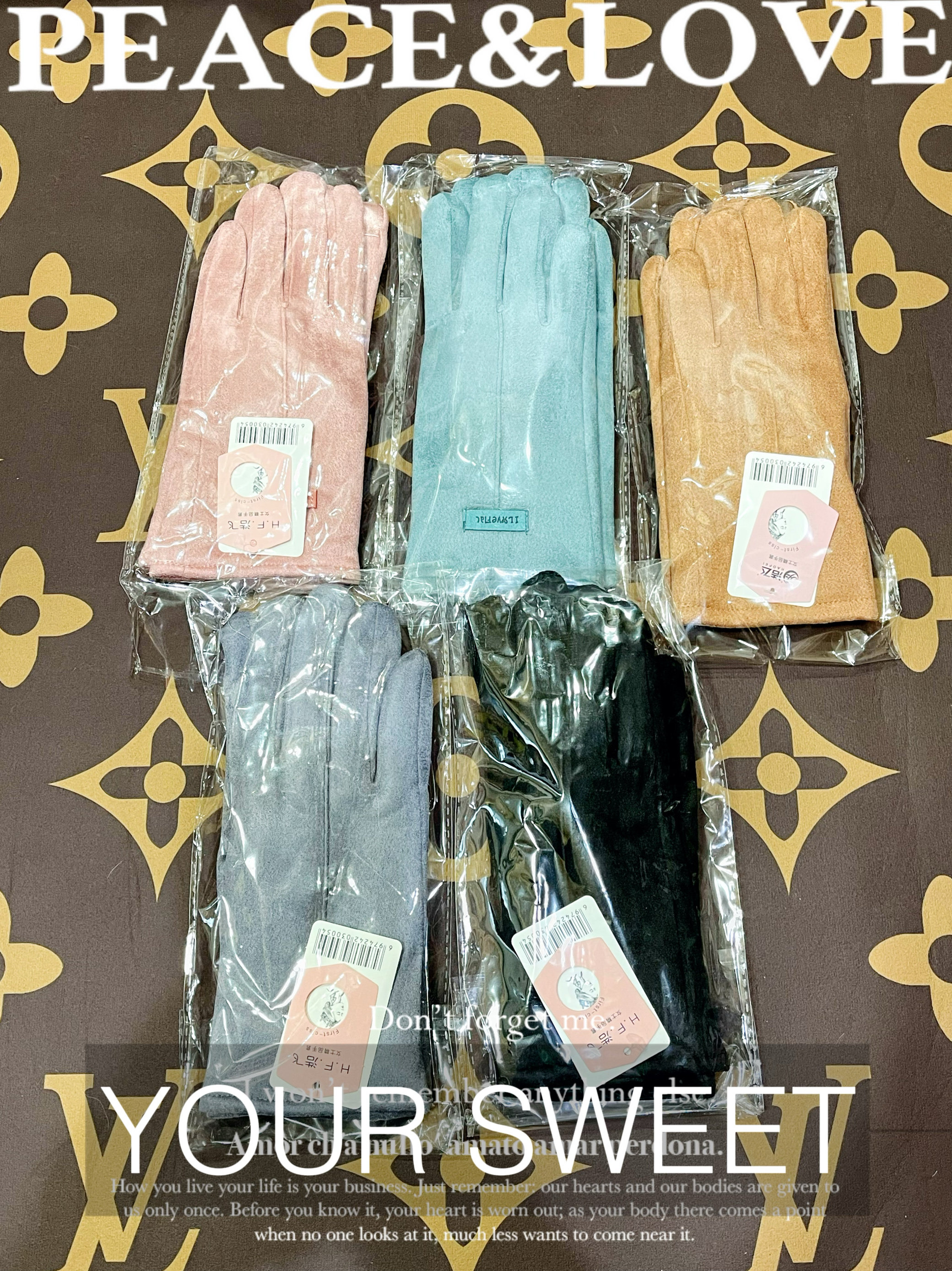 麂皮绒加绒保暖防风防寒手套女士带滑屏指天蝎格格家原单女装大码