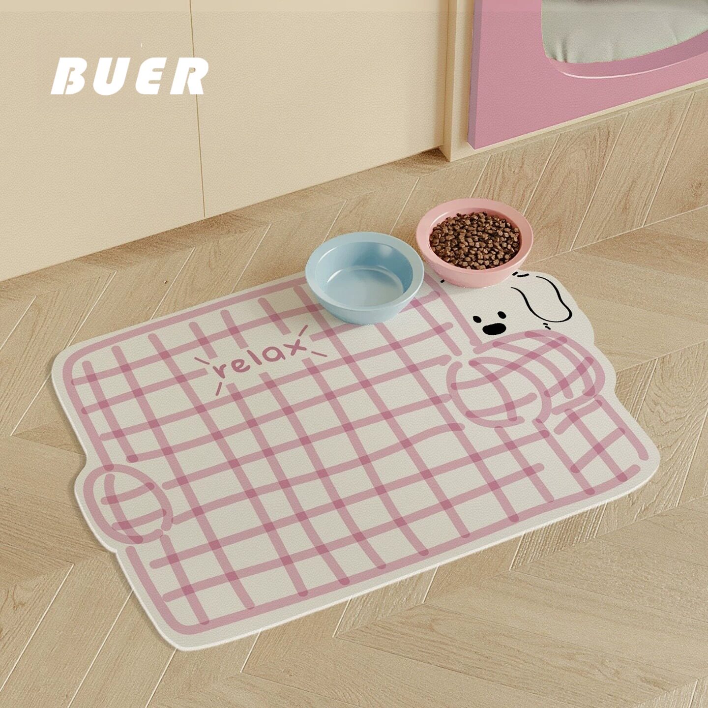 BUER 创意宠物餐垫猫咪宠物垫宠物专用垫子pvc可擦洗防水皮革餐垫