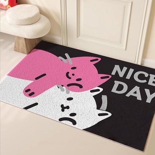 BUER可爱猫咪地垫入户门垫丝圈地垫门口地垫进门垫可裁剪耐磨脚垫