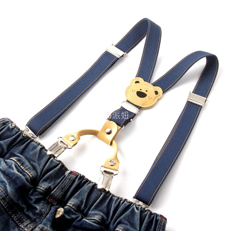 儿童背带夹麻点小熊儿童弹力松紧背带夹四夹裤带夹可调节