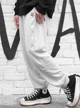 NO NEED INDEED束脚运动休闲裤毛圈薄款情侣新疆棉宽松绣花标