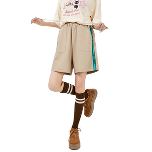 ILOVECHOC我爱巧克力夏季新款短裤织带休闲宽松大码五分裤女