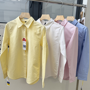 26早春新款POLO领衬衫 薄款牛津纺叠搭衬衣女装 直筒高定纯色衬衣