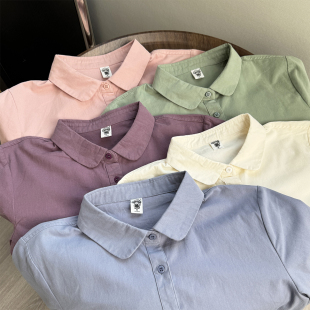 经典 磨毛绒面宽松大码 娃娃领厚衬衫 长袖 叠穿打底衬衣 女装 秋冬法式