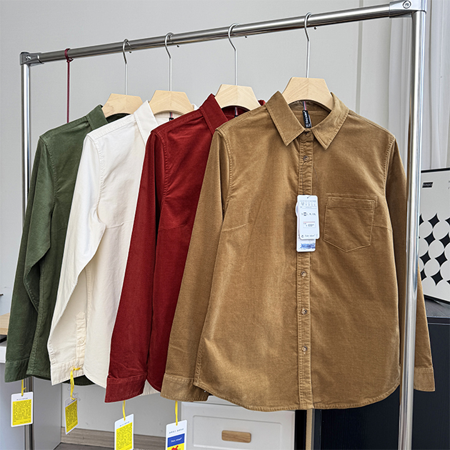 秋冬新款厚实衬衫女长袖灯芯绒随身显瘦叠穿方领衬衫工装打底女装