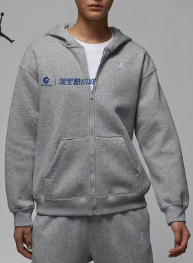 NIKE耐克春秋外套女时尚百搭连帽加绒保暖夹克上衣灰色FV7168-063