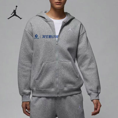 NIKE耐克春秋外套女时尚百搭连帽加绒保暖夹克上衣灰色FV7168-063