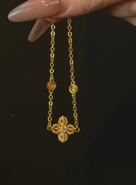 千夕 足金999金刚杵福币手链黄金手饰女款情人节生日礼物送女友