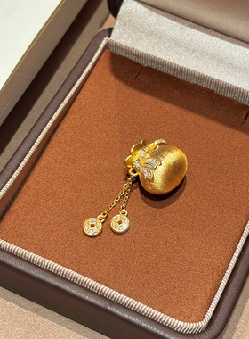 千夕 足金999聚财福袋黄金吊坠国风招财女士情人节生日礼物送女友