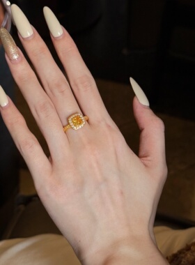 千夕足金999小黄钻戒指黄金戒指女款送女友七夕情人节生日礼物