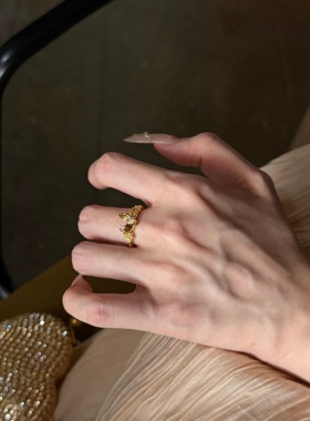 千夕 足金999小仙蝶戒黄金戒指女款求婚情人节生日礼物送女友老婆
