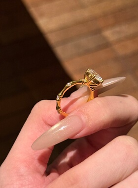 千夕足金9992克拉竹节钻戒黄金戒指女款七夕情人节生日礼物送女友