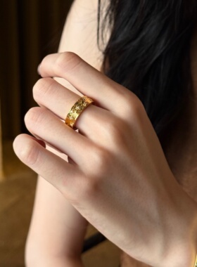 千夕 足金999千丝万缕星空戒黄金戒指女求婚情人节生日礼物送女友