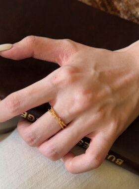 千夕足金9996D繁星交叉戒黄金戒指女款送女友七夕情人节生日礼物