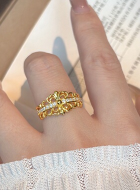 千夕 足金999花丝黄金戒指求婚戒女款情人节生日礼物送女友