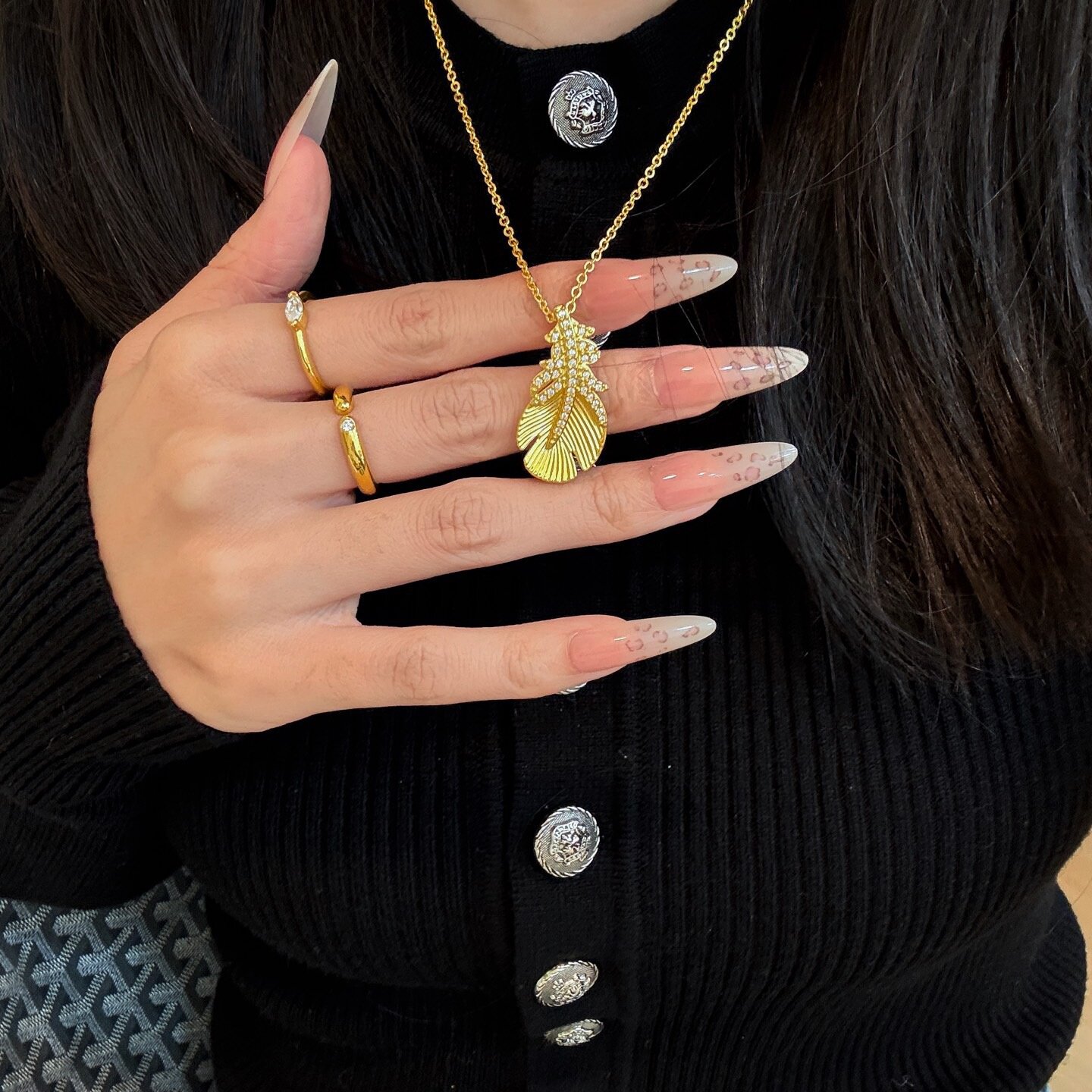 千夕 足金999扇形羽毛吊坠黄金吊坠送女友七夕情人节生日礼物