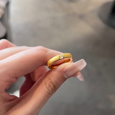千夕足金999拉丝冰糖戒指黄金戒指女款送女友七夕情人节生日礼物