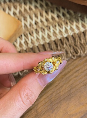 千夕足金9995D麦穗星芒戒黄金戒指女款送女友七夕情人节生日礼物