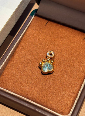 千夕 足金999招财猫爪黄金吊坠可爱女款情侣情人节生日礼物送女友