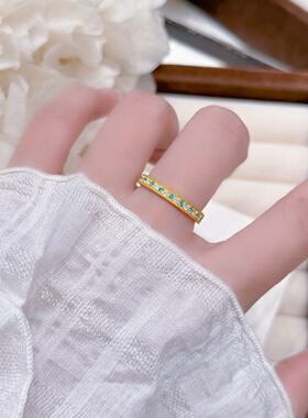 千夕 足金999星河满钻戒黄金戒指女款求婚情人节生日礼物送女友