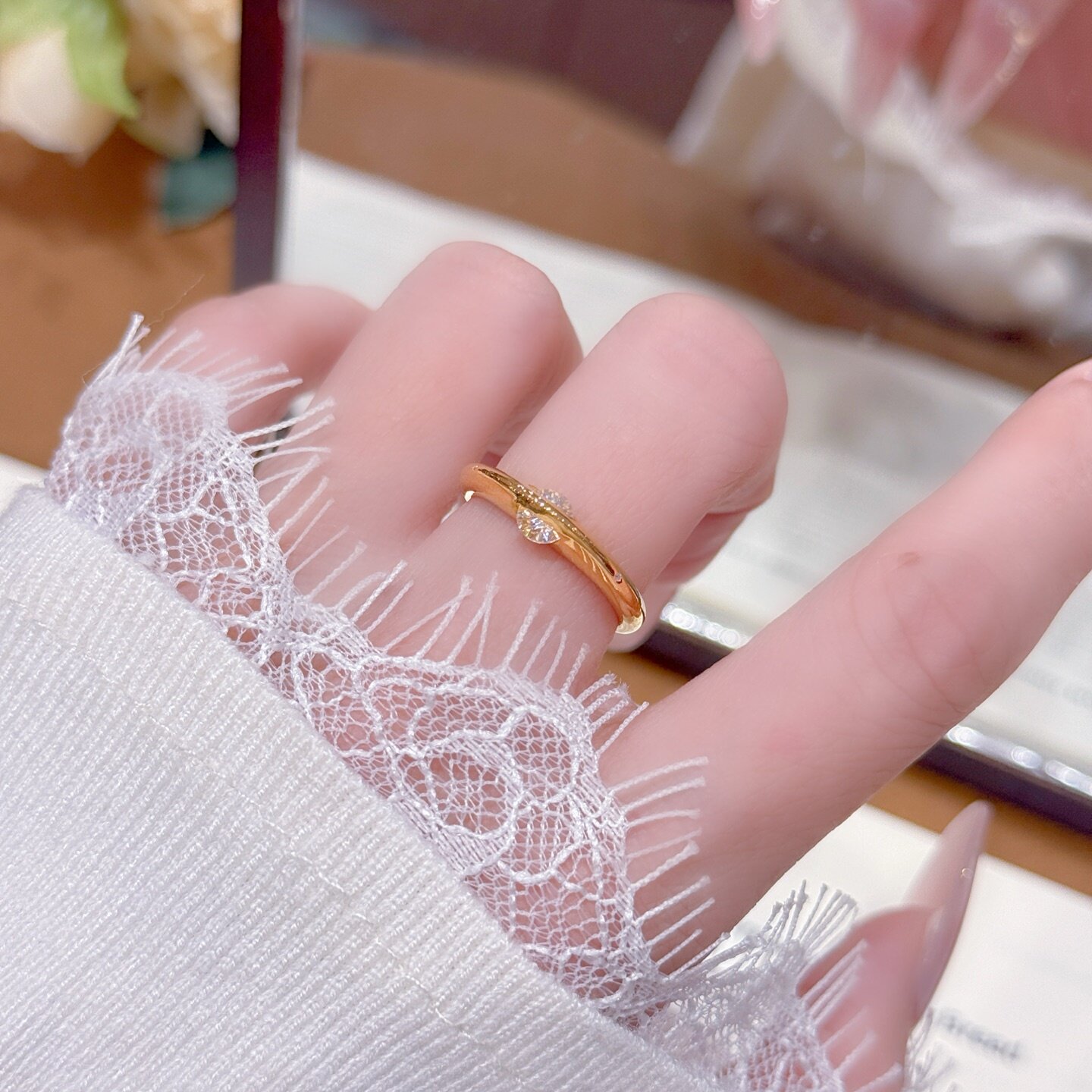 千夕 足金999星球环绕戒指黄金戒指女款求婚情人节生日礼物送女友