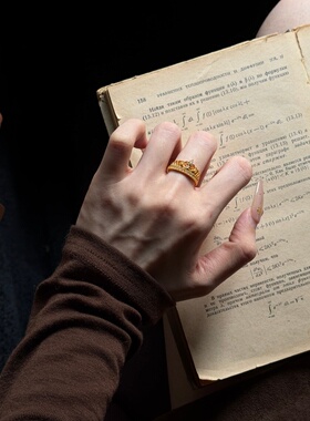 千夕足金999鸢尾花皇冠戒黄金戒指可爱女款情人节生日礼物送女友