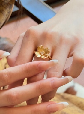 千夕足金999幸运草戒指黄金戒指女款送女友七夕情人节生日礼物