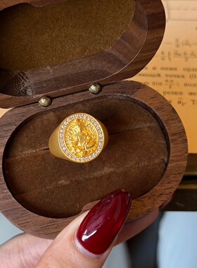 千夕足金999黄财神戒黄金戒指女款新年七夕情人节生日礼物送女友