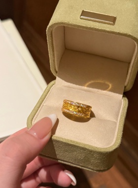 千夕足金999花丝风雨桥戒黄金戒指女款七夕情人节生日礼物送女友