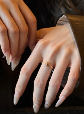 千夕足金9996D白水滴黄金戒指女款情侣七夕情人节生日礼物送女友