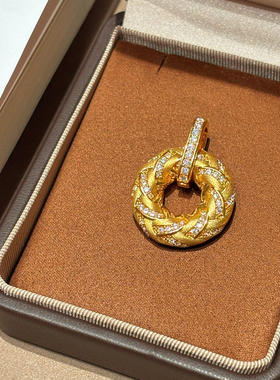 千夕 足金999鎏光织金平安扣吊坠马年春节女情人节生日礼物送女友