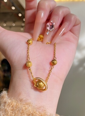 千夕 足金999行星手链黄金手链女款七夕情人节生日礼物送老婆女友