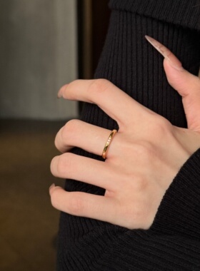 千夕足金9996D点钻简戒黄金戒指女款送女友七夕情人节生日礼物