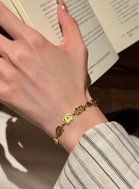 千夕 足金999小萌猫手链黄金手链女款七夕情人节生日礼物送女友