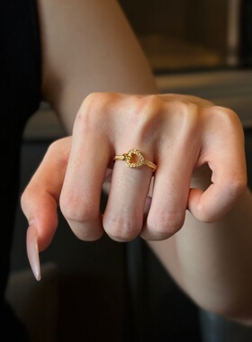 千夕足金999镂空心形戒黄金戒指女款送女友七夕情人节生日礼物