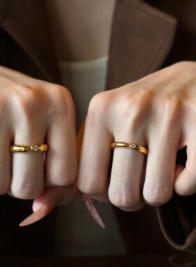 千夕足金999点钻泥鳅背戒黄金戒指女款情人节生日礼物送女友