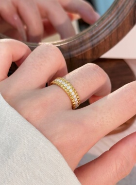 千夕 足金999ins风铆钉戒黄金戒指女款求婚情人节生日礼物送女友