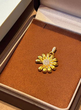 千夕 足金999小雏菊黄金吊坠春节女士情侣情人节生日礼物送女友