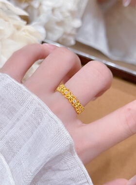 千夕 足金999花丝千金戒指黄金戒指女款求婚情人节生日礼物送女友