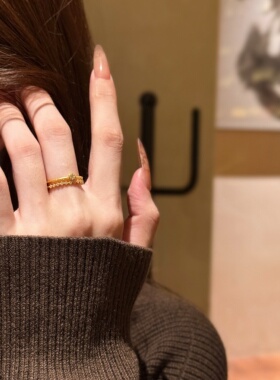 千夕足金999ins风星耀戒黄金戒指女款送女友七夕情人节生日礼物