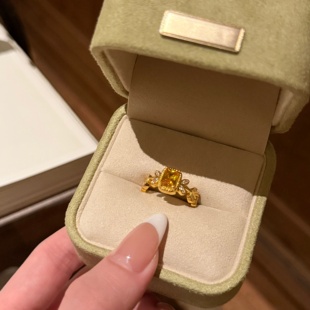 千夕足金999羽毛方糖戒黄金戒指可爱女款情人节生日礼物送女友