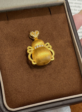 千夕 足金999蝴蝶结葫芦黄金吊坠女士吊坠情人节生日礼物送女友