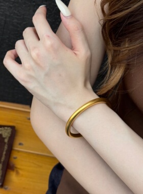 千夕 足金999圆棍素圈手镯黄金手镯女款七夕情人节生日礼物送女友