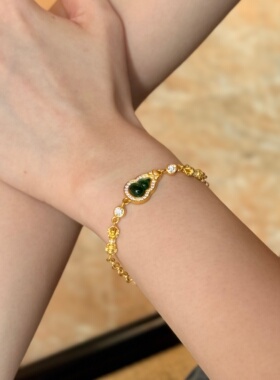 千夕 足金999福禄金刚杵手链黄金手链女款情人节生日礼物送女友