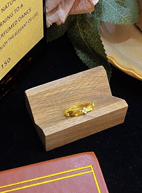 千夕 足金9996D点钻树叶戒女款黄金戒指送女友七夕情人节生日礼物