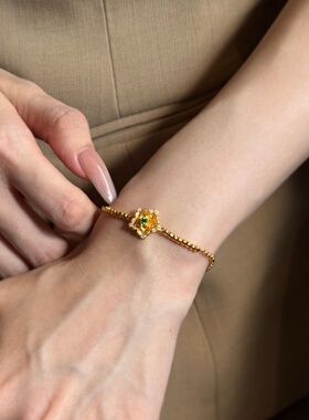 千夕 足金999窗花手链黄金手链女款新年七夕情人节生日礼物送女友