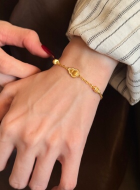 千夕 足金999拉丝福禄手链黄金手链女款七夕情人节生日礼物送女友