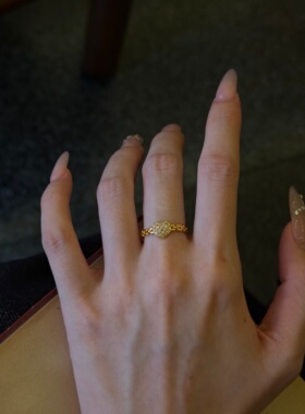 千夕 足金9996D链条爱心戒黄金戒指女款求婚情人节生日礼物送女友