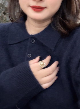 3475【温柔软糯翻领毛衣】秋季新款女士韩版宽松外穿高级感上衣